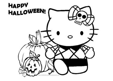 Dibujo para colorear en Halloween: Hello Kitty