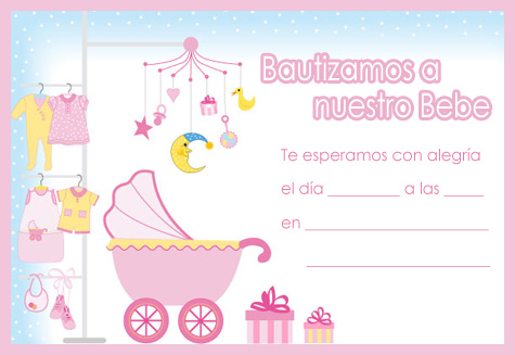 Invitación de bautizo para imprimir