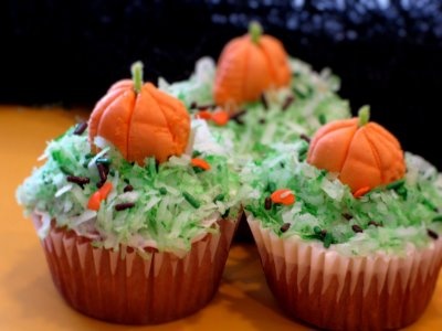 Cupcakes con calabaza de Halloween