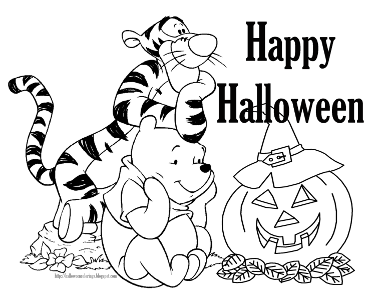 Dibujo para colorear en Halloween de Winnie Pooh