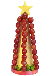Árbol de Navidad hecho con uvas