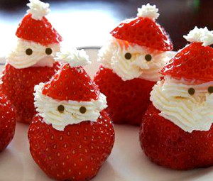 Papá Noel hecho con fresas